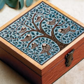 Vögel und Baum des Lebens Mute blauer Jugendstil Fliese