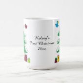 Vögel und Bäume Baby's erste Weihnachten Kaffeetasse (Mittel)