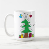 Vögel und Bäume Baby's erste Weihnachten Kaffeetasse (Links)