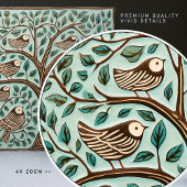 Vögel und Bäume des Lebens - Grüne Jugendstil Fliese