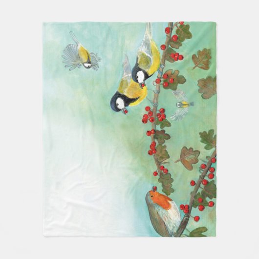 Vögel und Beeren Fleecedecke (Vorderseite)