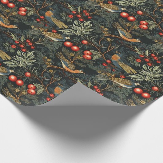 Vögel und Beeren Geschenkpapier (Ecke)