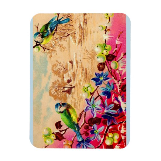 Vögel und Beeren Magnet (Vertikal)