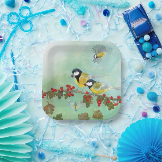 Vögel und Beeren Pappteller (Party)