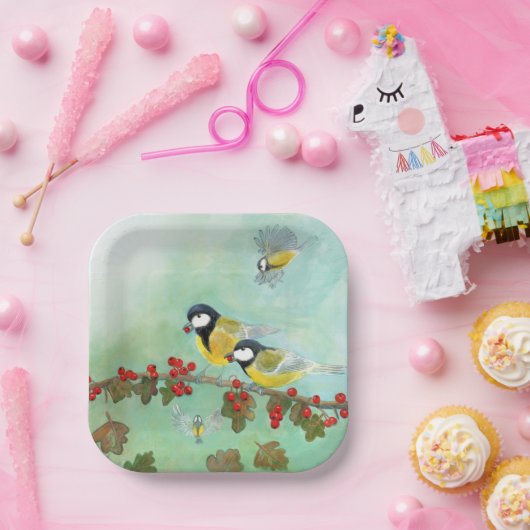 Vögel und Beeren Pappteller (Party)