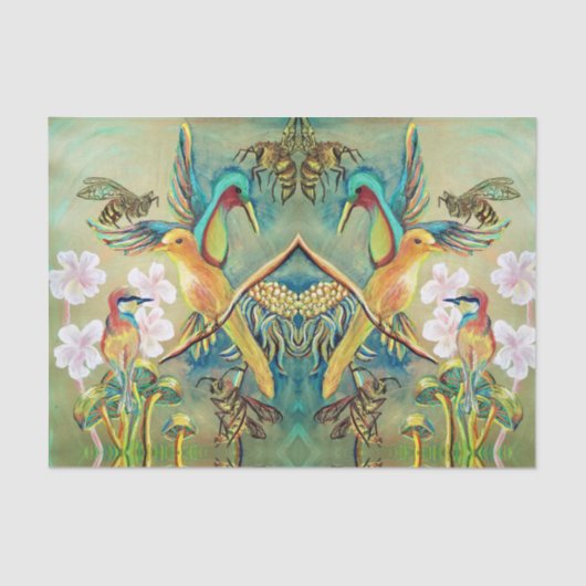 Vögel und Bienen bemalen Papiertaschentuch Seidenpapier (Vorderseite)