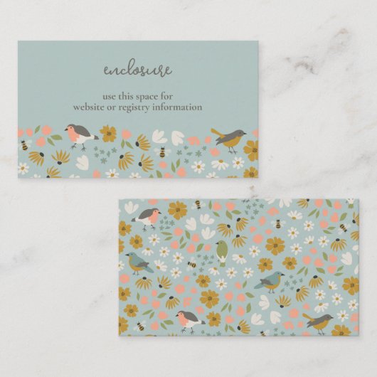 Vögel und Bienen Brautparty Beilage Begleitkarte (Vorne/Hinten)