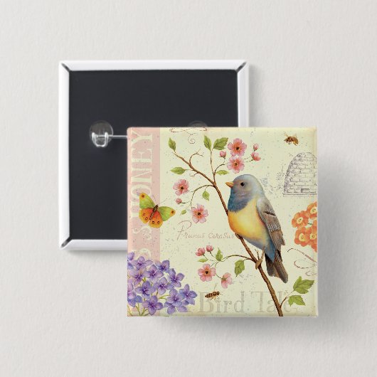 Vögel und Bienen Button (Vorne & Hinten)