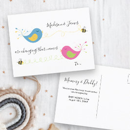 Vögel und Bienen, die ihre Namen ändern Ankündigungspostkarte