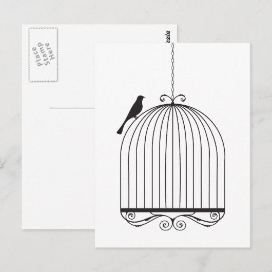 Vogel und Birdcage Postkarte (Vorne/Hinten)