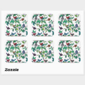 Vögel und Blätter Square Sticker (Blatt)