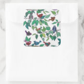 Vögel und Blätter Square Sticker (Tasche)