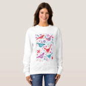 Vögel und Blume Aquarell Sweatshirt (Vorne ganz)
