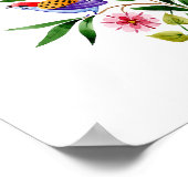 Vögel und Blume Aquarellmalerei Poster (Ecke)