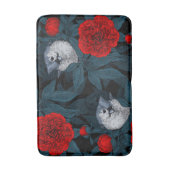 Vögel und Blume aus Roter Pest mit blauen Blätter Badematte (Vorderseite Vertikal)