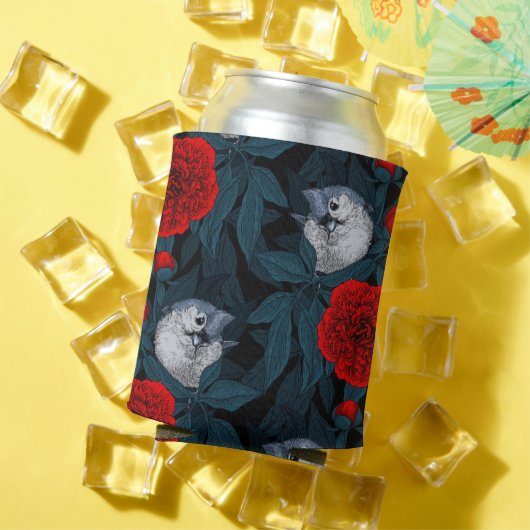 Vögel und Blume aus Roter Pest mit blauen Blätter Dosenkühler (In Situ Sommer)