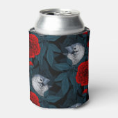 Vögel und Blume aus Roter Pest mit blauen Blätter Dosenkühler (Kanne Vorderseite)