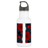 Vögel und Blume aus Roter Pest mit blauen Blätter Edelstahlflasche (Rückseite)