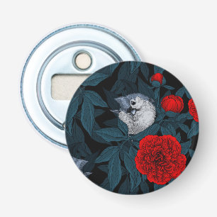 Vögel und Blume aus Roter Pest mit blauen Blätter Flaschenöffner