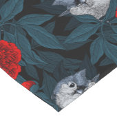 Vögel und Blume aus Roter Pest mit blauen Blätter Kurzer Tischläufer (Ecke)