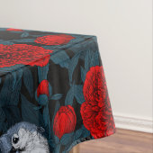 Vögel und Blume aus Roter Pest mit blauen Blätter Tischdecke (Beispiel)