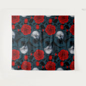 Vögel und Blume aus Roter Pest mit blauen Blätter Wandteppich (Vorderseite (Horizontal))