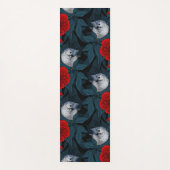 Vögel und Blume aus Roter Pest mit blauen Blätter Yogamatte (Vorderseite)