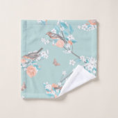Vögel und Blume Badhandtuch Set (Waschlappen)