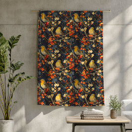 Vögel und Blume Blanket für gemütliche Herbstnacht Fleecedecke