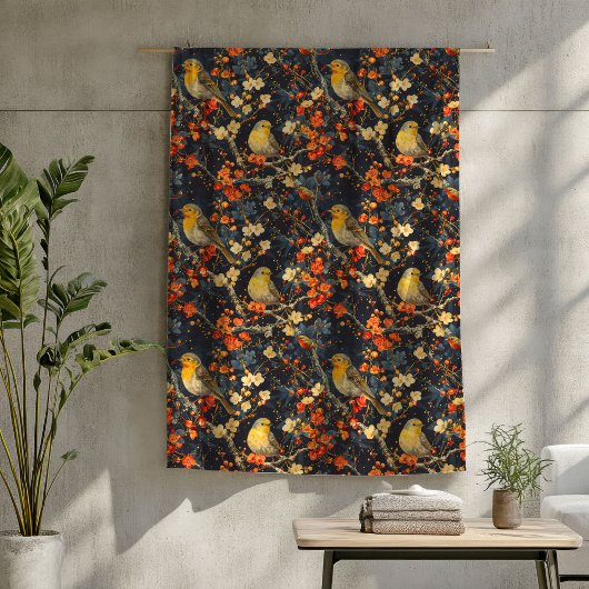 Vögel und Blume Blanket für gemütliche Herbstnacht Fleecedecke