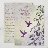 Vögel und Blume, die einladen Einladung (Vorne/Hinten)