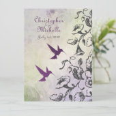 Vögel und Blume, die einladen Einladung (Stehend Vorderseite)