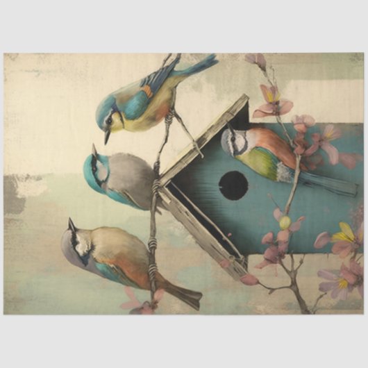 Vögel und Blume Ephemera Design Series #19 Seidenpapier (Vorderseite)