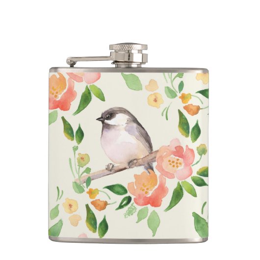 Vögel und Blume Flachmann (Vorderseite)