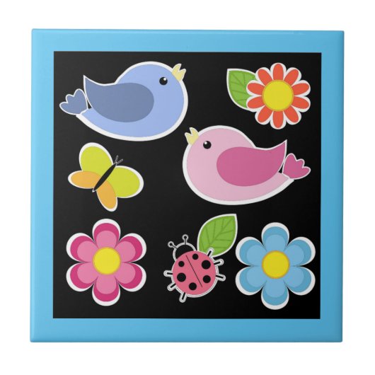 VÖGEL UND BLUME FLIESE (Vorderseite)