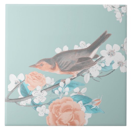 Vögel und Blume Fliese (Vorderseite)