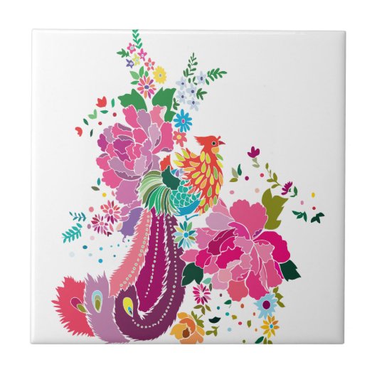 Vögel und Blume Fliese (Vorderseite)