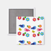 Vögel und Blume Frühjahr Magnet (Vorderseite/Rückseite)