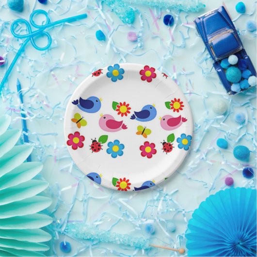 Vögel und Blume Frühjahr Pappteller (Party)