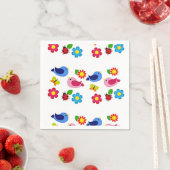 Vögel und Blume Frühjahr Serviette (Beispiel)