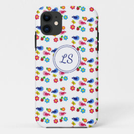Vögel und Blume Frühjahrsmuster weiß Case-Mate iPhone Hülle