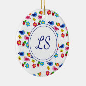 Vögel und Blume Frühjahrsmuster weiß Keramik Ornament (Rechts)