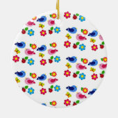 Vögel und Blume Frühjahrsmuster weiß Keramik Ornament (Hinten)