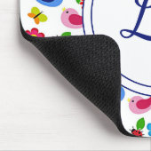 Vögel und Blume Frühjahrsmuster weiß Mousepad (Ecke)