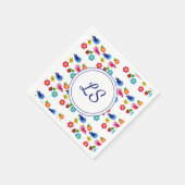 Vögel und Blume Frühjahrsmuster weiß Serviette (Ecke)