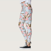 Vögel und Blume. Frühlingsmuster Leggings (Links)