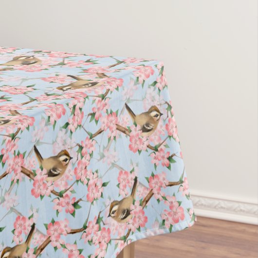 Vögel und Blume. Frühlingsmuster Tischdecke (Beispiel)