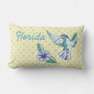 Vogel und Blume Gelbe Polka Dots Florida Kissen Für Draußen