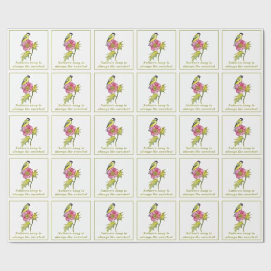 Vogel und Blume Geschenkpapier (Flach)