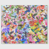 Vögel und Blume Geschenkpapier (Flach)